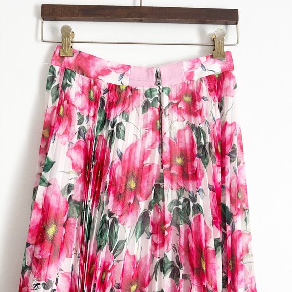 ALICE + OLIVIA Katz Sunburst Pleated Maxi Skirt High Tea Floral 2 - Picture 8 of 11